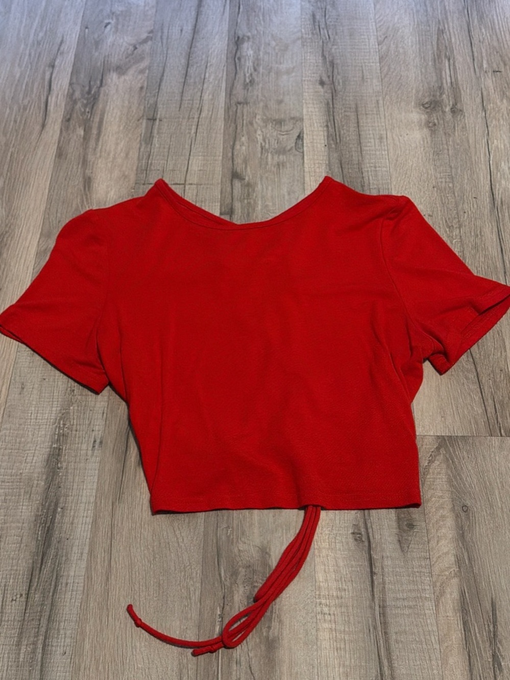 Red back tie Crop Top - Women’s Casual Tee